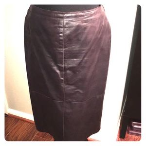 Kenneth Cole very dark brown leather skirt
